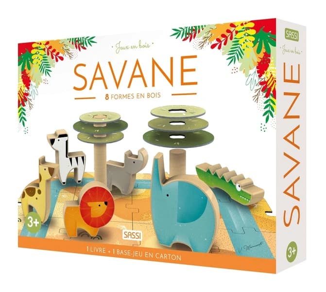 Savane : Avec 8 formes en bois et 1 base-jeu en carton