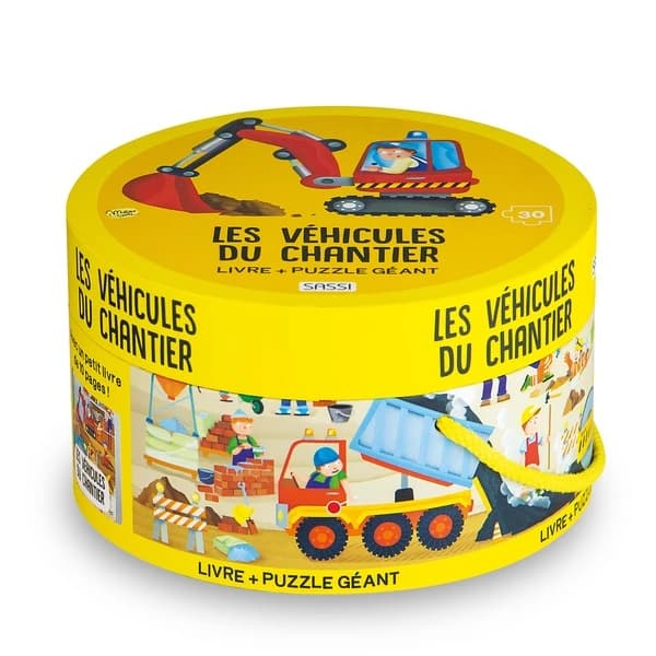 Les véhicules du chantier : Livre + Puzzle géant 30 pièces