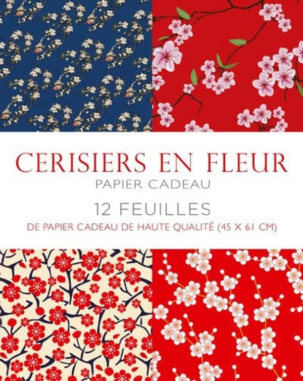 Cerisiers en fleur ; papier cadeau