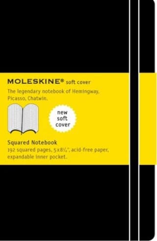 Carnet de notes classique quadrille couv. Noire souple format large