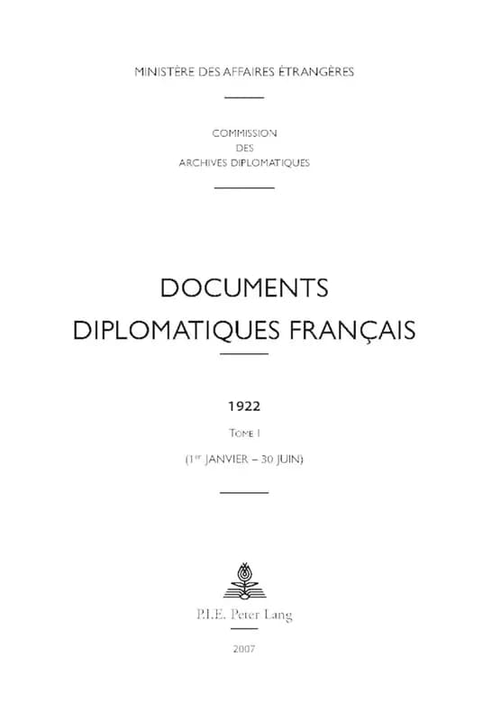 Documents diplomatiques français. 1922, Tome I, 1er janvier-30 juin