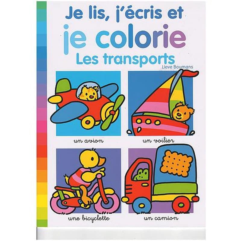 je lis, j'écris et je colorie les transports