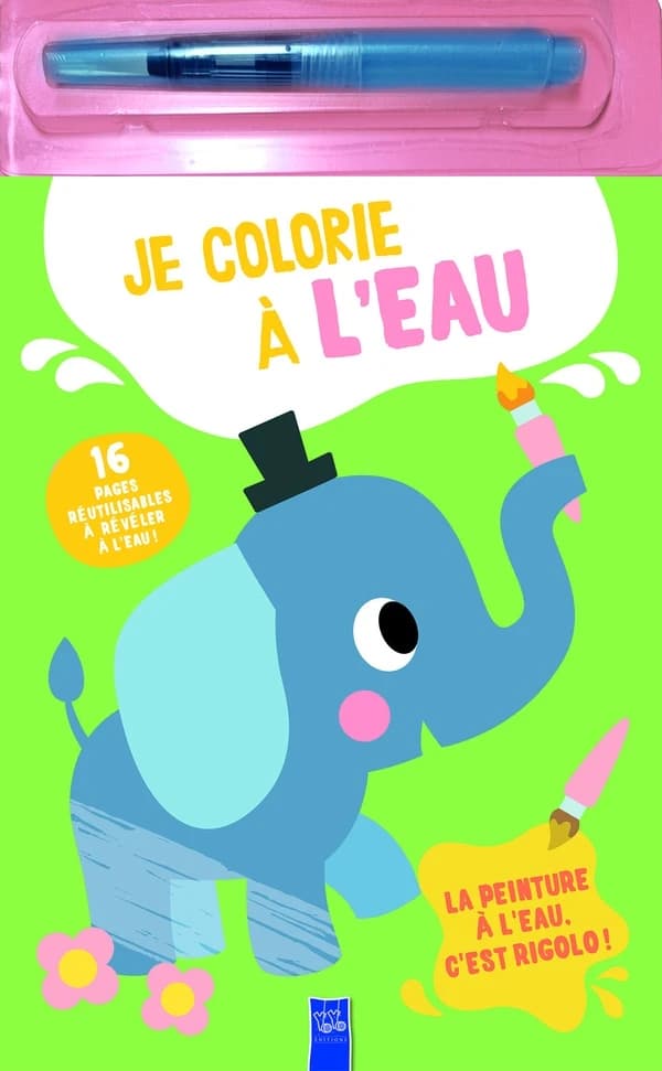 Waouh, je colorie à l'eau : L'éléphant