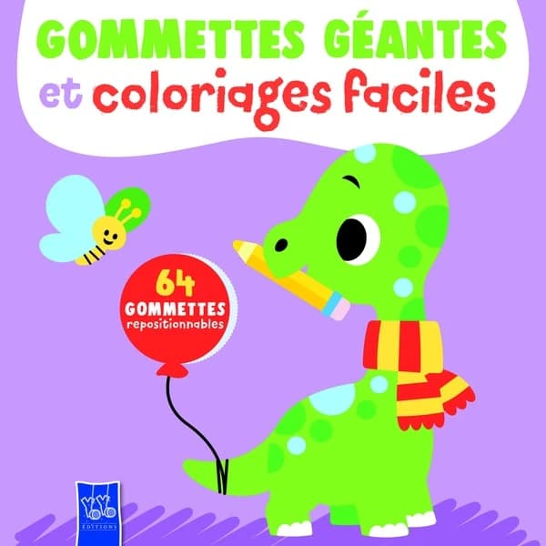 Gommettes géantes et coloriages faciles : Le dinosaure