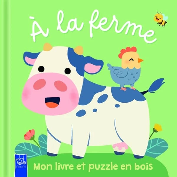 A la ferme : Mon livre et puzzle en bois