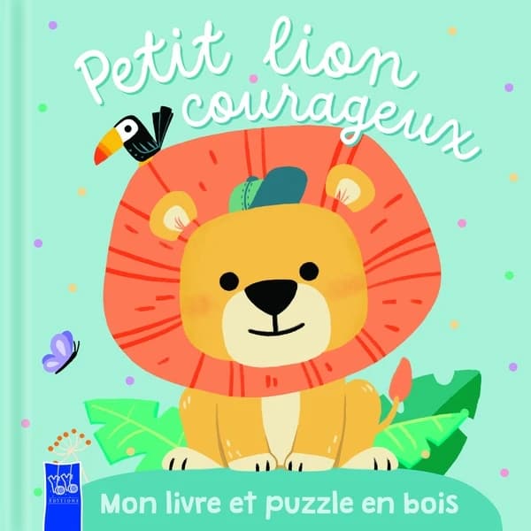 Petit lion courageux : Mon livre et puzzle en bois