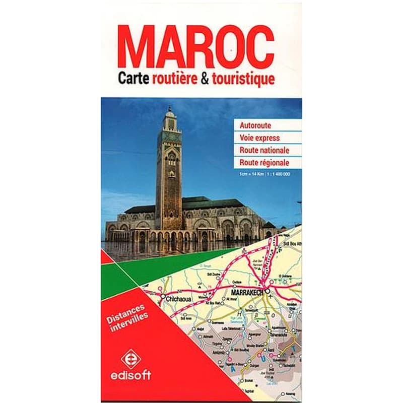Maroc carte routière & touristique + distances intervilles