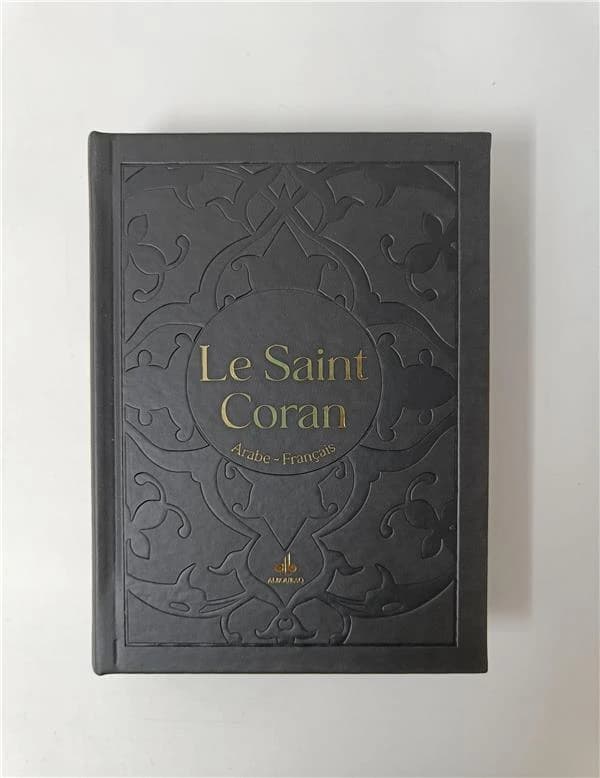 Le Saint Coran et la traduction en langue française du sens de ses versets : Couverture daim noir