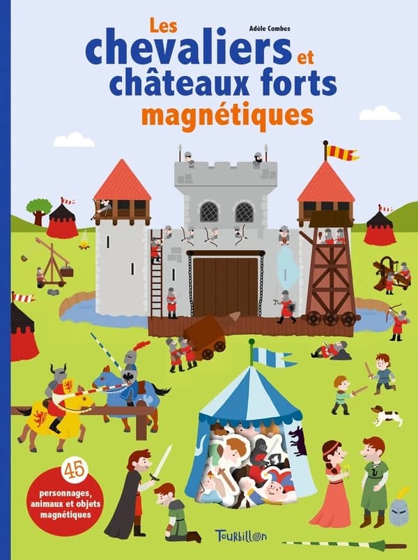 Les chevaliers et châteaux forts magnétiques : 45 personnages, animaux et objets magnétiques : [Autocollant]