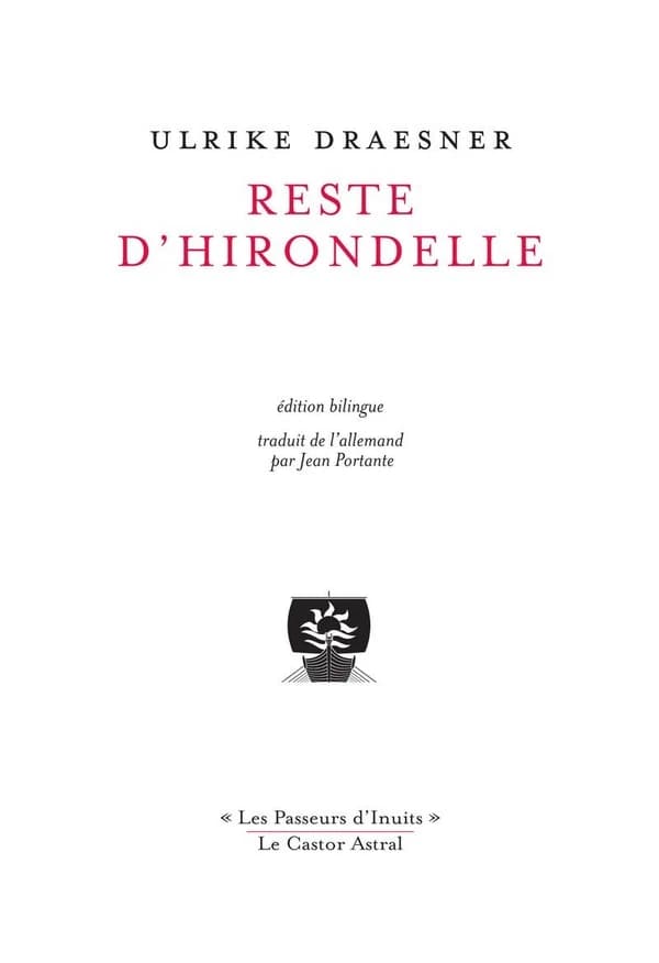 Reste d'hirondelle (Éd. bilingue) Ulrike Draesner ; préfacé et traduit de l'allemand par Jean Portante