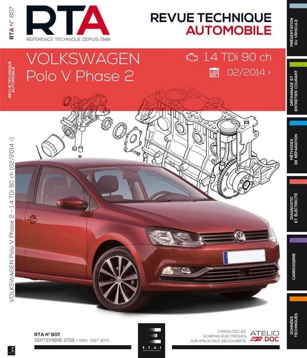 Revue technique automobile n.807 : Polo V phase 2 ; 1.4 tdi(90 ch) depuis 02