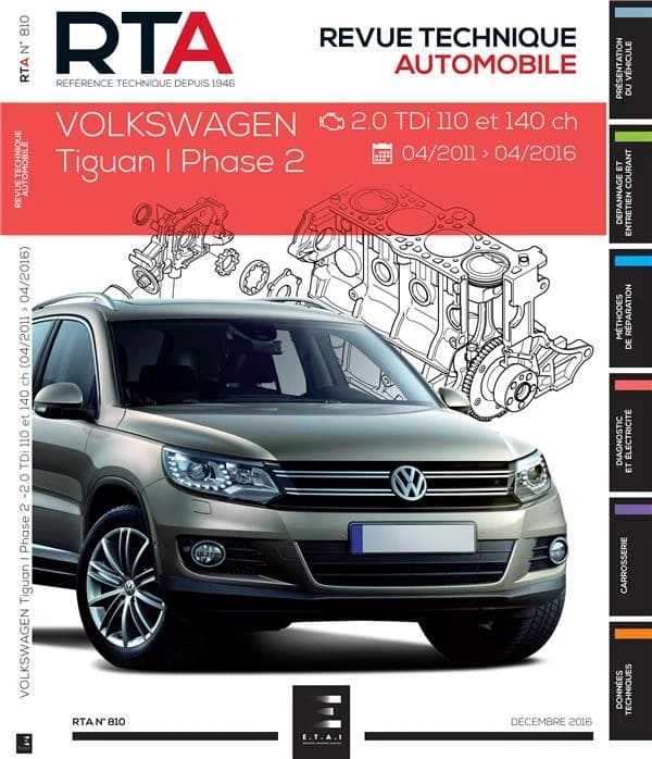 Revue technique automobile n.810 : Volkswagen Tiguan 2 phase 2 ; 2.0 TDI 110 et 140 ch ; 04