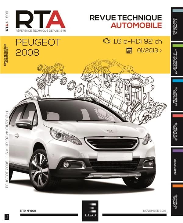Revue technique automobile n.809 : Peugeot 2008 : 1.6 hdi (92 ch) (depuis 01