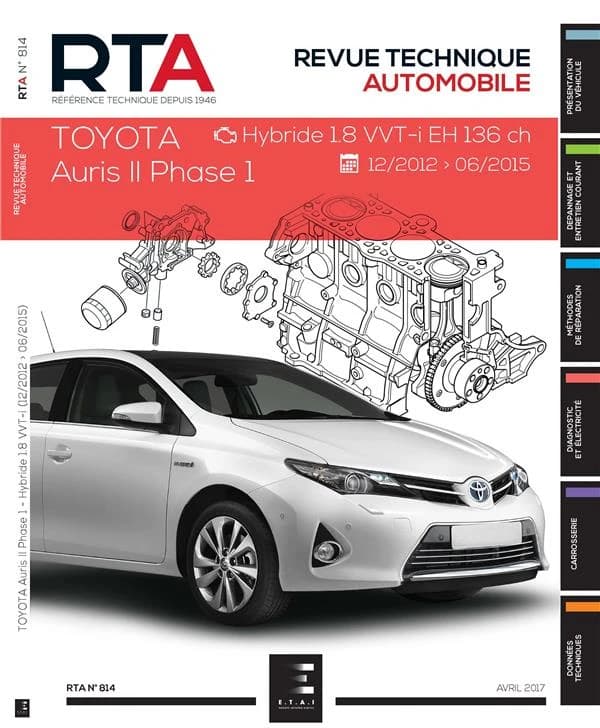 Revue technique automobile n.814 : Toyota Auris II phase 1 ; hybride 1.8 VVT-i EH 136 ch ; 2013-2015