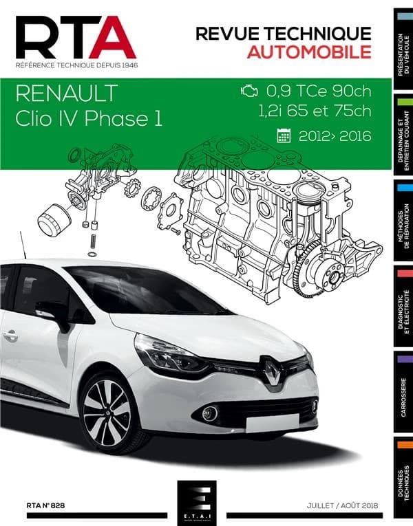 Renault Clio IV Phase 1 ; 0.9 TCe 90ch 1,2i 65 et 75ch ; 2012