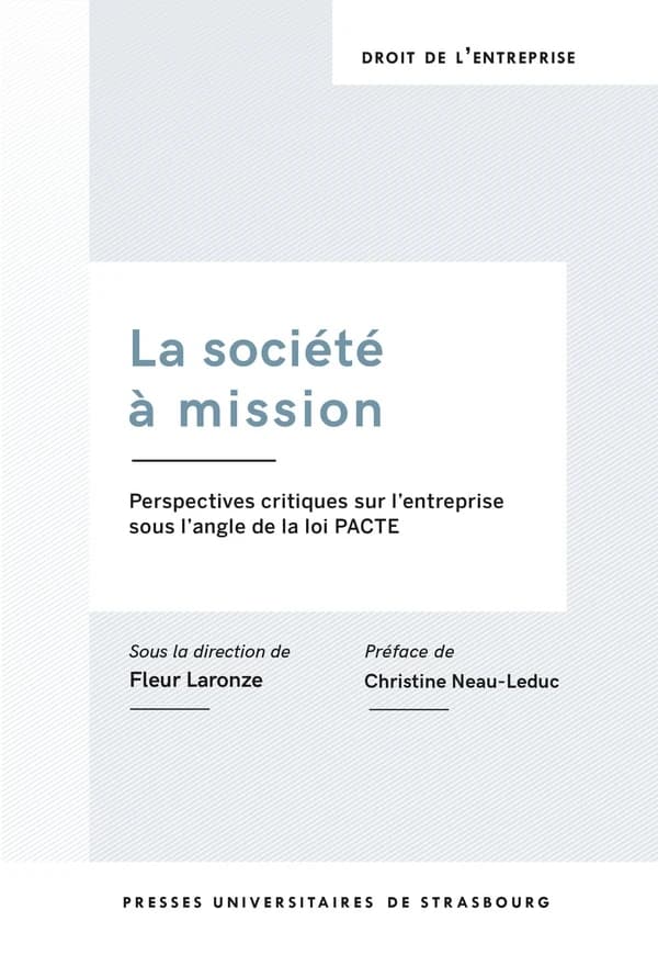 La société à mission : perspectives critiques sur l'entreprise sous l'angle de la loi PACTE