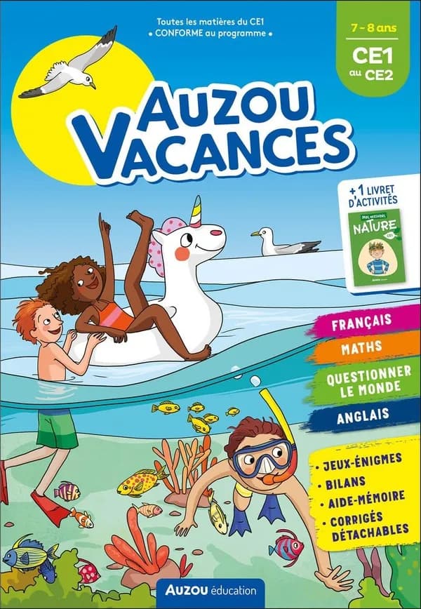 Cahier de vacances : Auzou vacances ; du CE1 au CE2