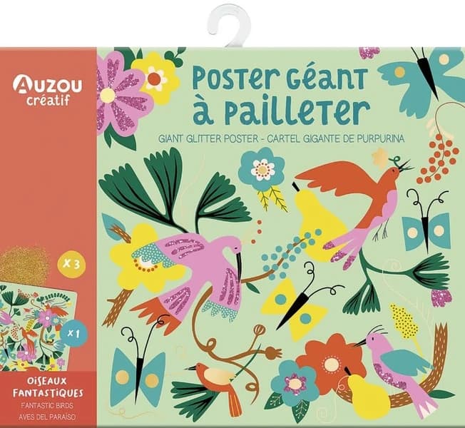 Poster géant à pailleter : Oiseaux fantastiques