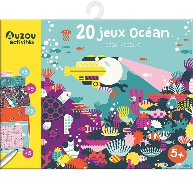 20 jeux Océan : Ocean - Océano - Avec un feutre effaçable