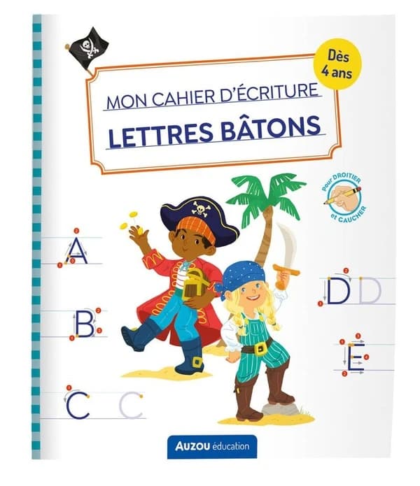 Mon cahier d'écriture ; lettres bâtons ; pirates