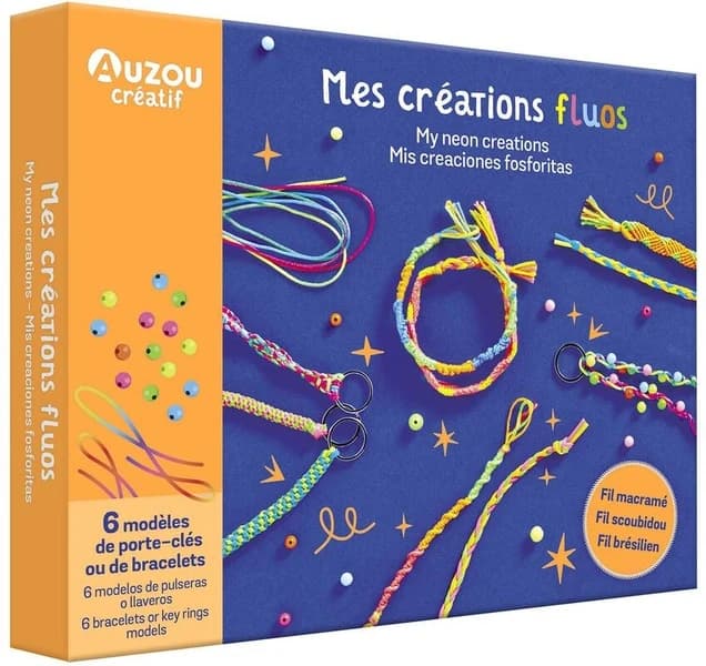 Mes créations fluos : Coffret avec 6 modèles de porte-clés ou de bracelets