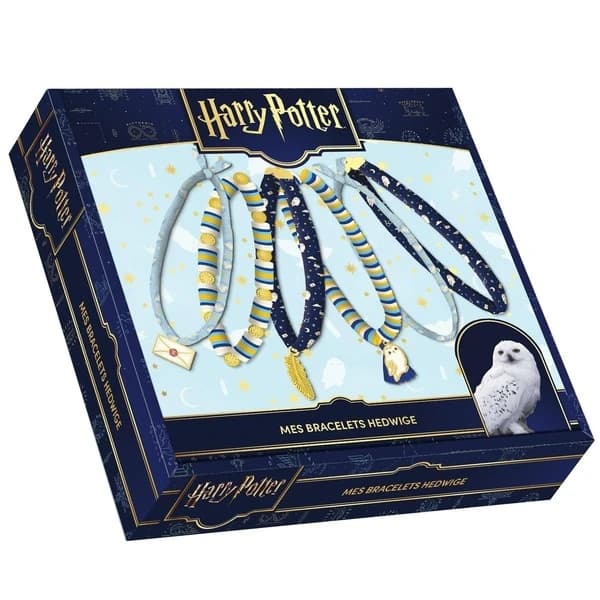 Mes bracelets Hedwige Harry Potter : Avec des perles heishi, des perles dorées, des fermoirs, pompons, breloques et pendentifs, du fil nylon élastique, des rubans et cordons, un livret et une notice