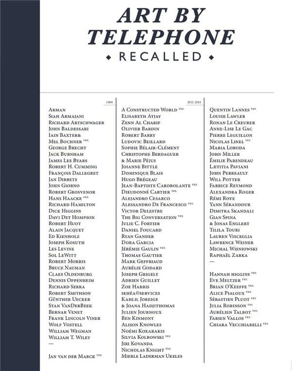 Art by telephone : recalled