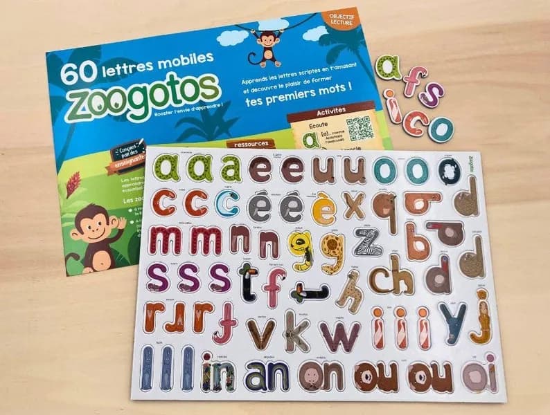 LES 60 LETTRES MOBILES ZOOGOTOS : Apprends les lettres en script en t'amusant et découvre le plaisir de former tes premiers mots