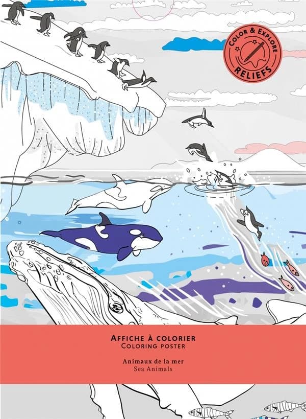 Animaux de la mer ; affiche à colorier