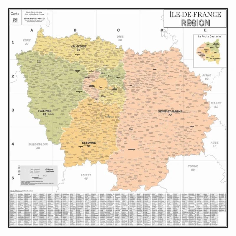 Carte administrative de la region ile-de-france