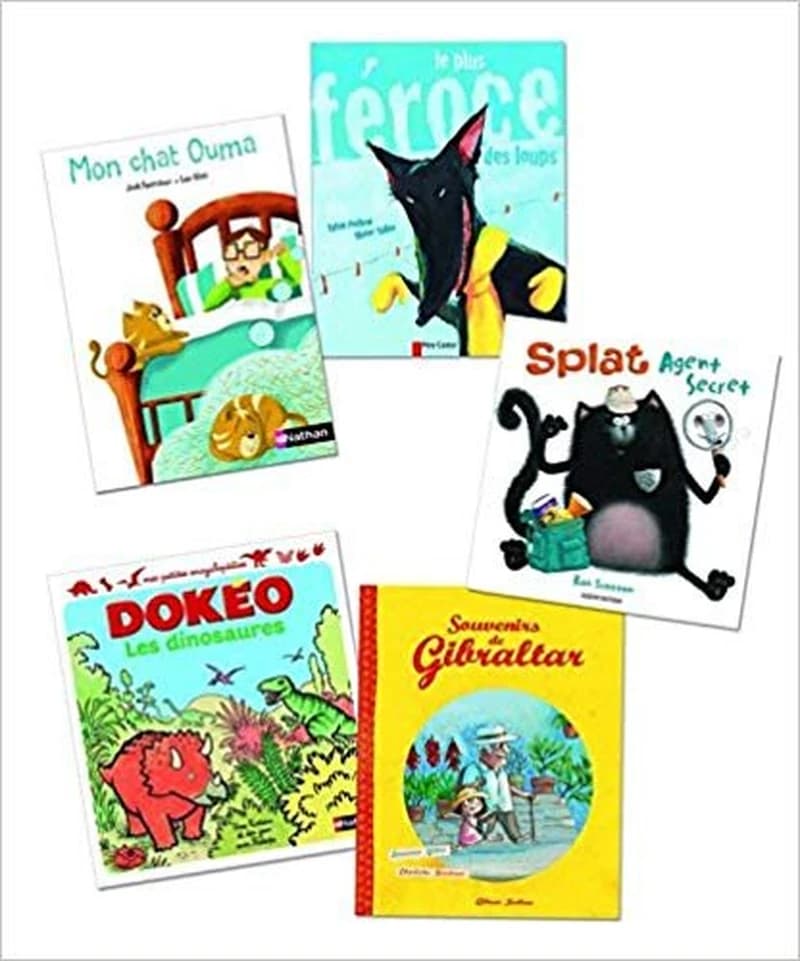Trampoline CP : Pack des  5 Albums : Mon chat Ouma - Le plus féroce des loups - Splat, agent secret - Dokéo, les dinosaures - Souvenirs de Gibraltar