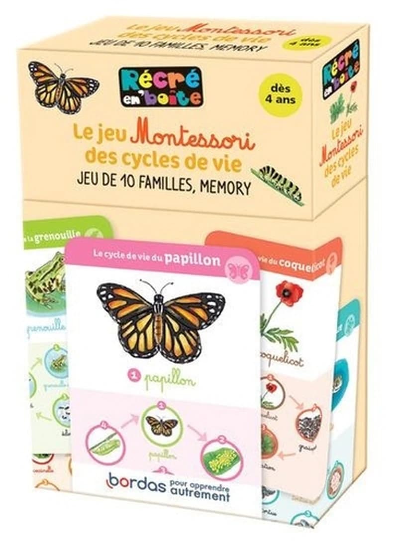 Le jeu Montessori des cycles de vie - Jeu de 10 familles, memory