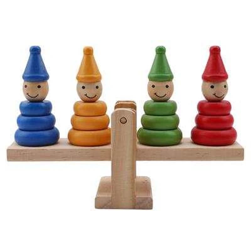 Clown balance لعبة تعليمية مونتيسوري خشبية ميزان على شكل مهرجين