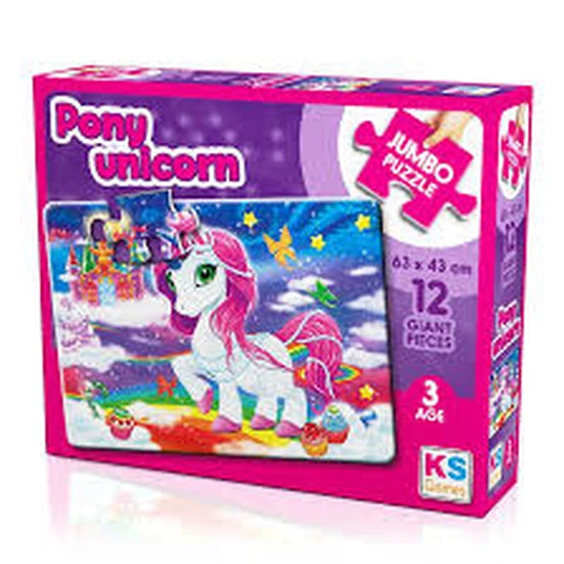 JUMBO PUZZEL - Pony unicorn 12 pcs