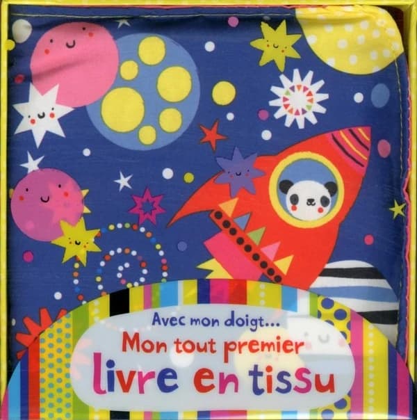Avec mon doigt... : mon tout premier livre en tissu ; bleu