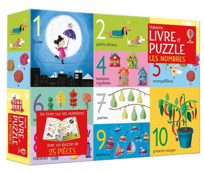Livre et puzzle les nombres : Avec 1 livre sur les nombres et 1 puzzle de 25 pièces