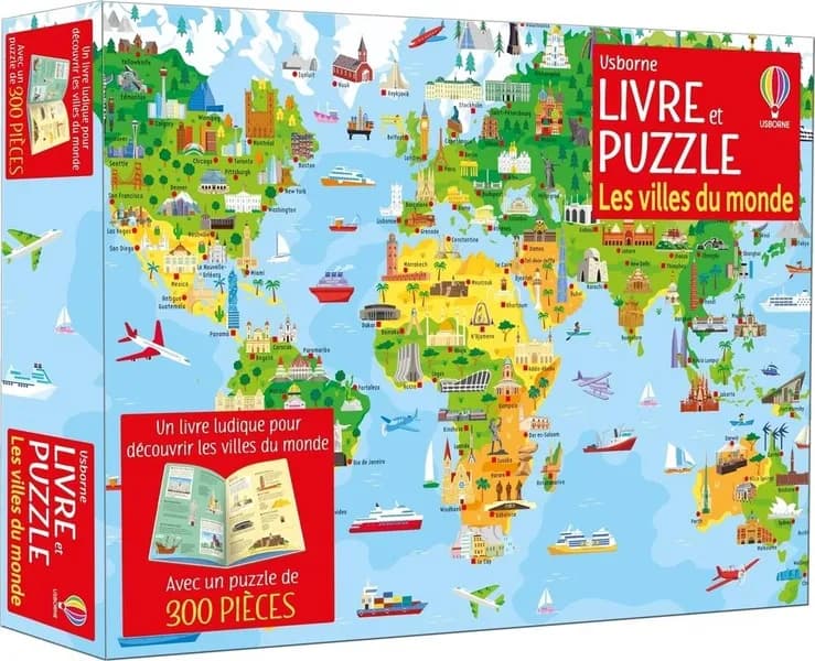 Livre et Puzzle Les villes du monde : Avec 1 livre et 1 puzzle de 300 pièces