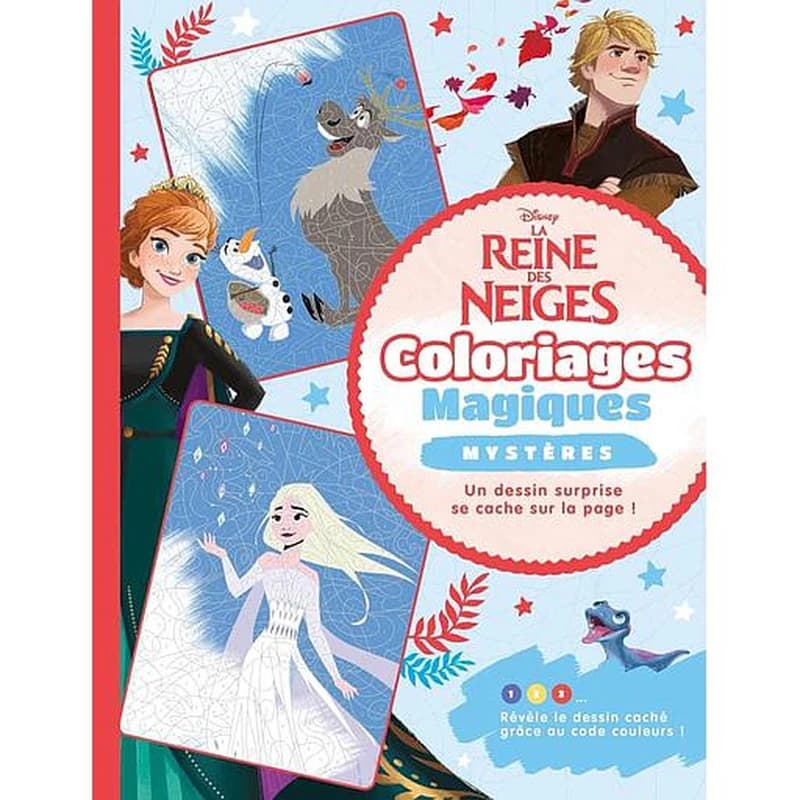 Coloriages magiques mystères : Disney : La Reine des neiges : un dessin surprise se cache sur la page ! : révèle le dessin caché grâce au code couleurs ! : [Album à colorier]