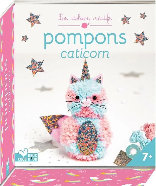 Pompons caticorn ; mini-boîte avec accessoires