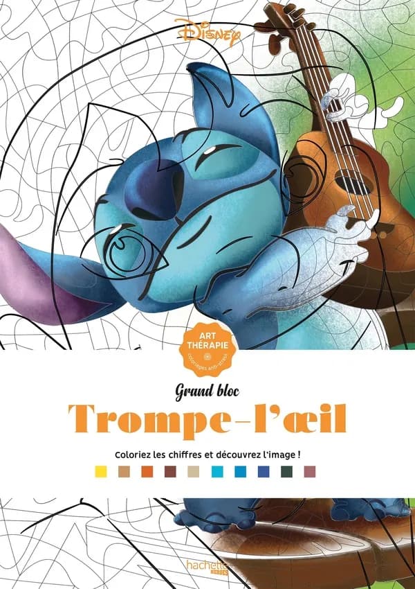 Grand Bloc Disney Trompe-l'oeil : Coloriez les chiffres et découvrez l'image : [Album à colorier]