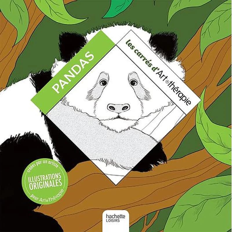 Pandas : les carrés d'Art thérapie : Illustrations originales créées par un artiste pour Art thérapie : [Album à colorier]