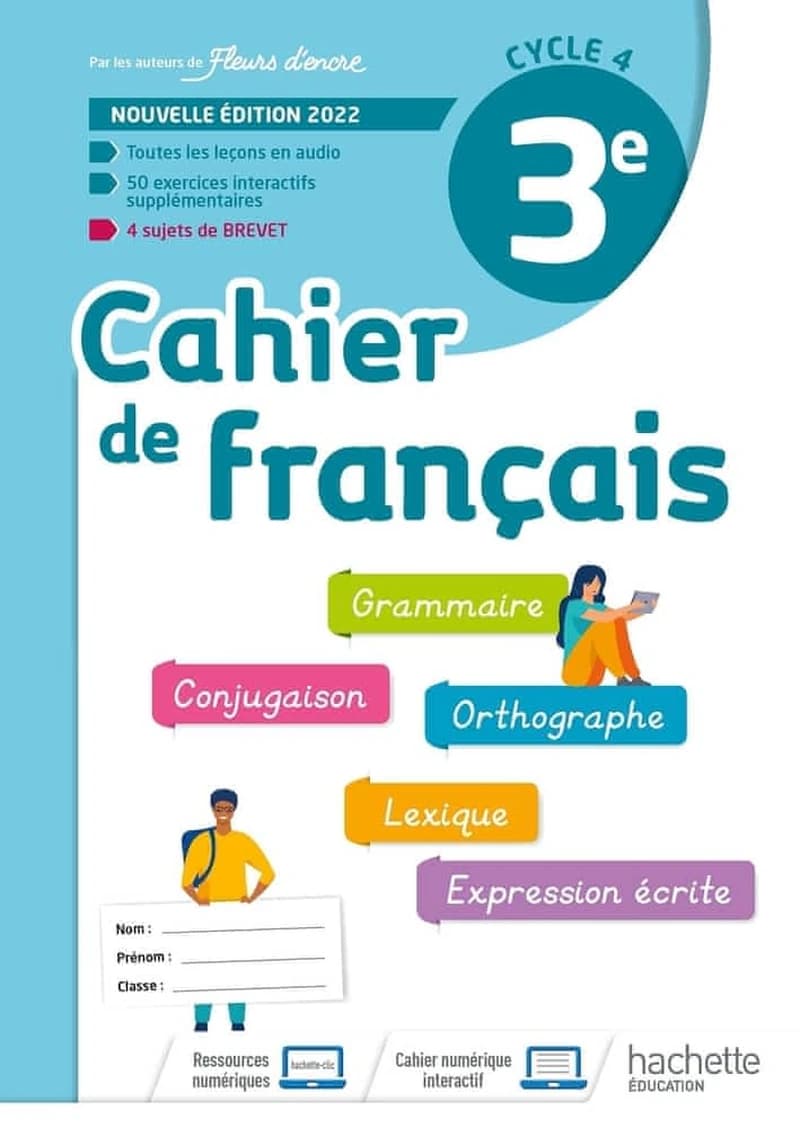 Fleurs d'encre : cahier de francais ; 3e ; cahier d'activités