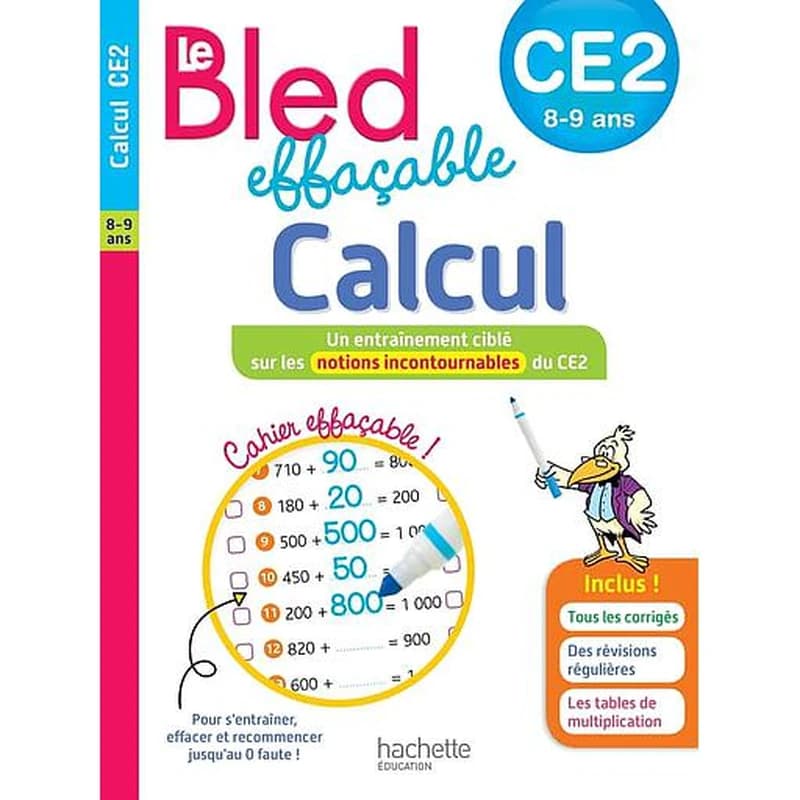 Bled effacable calcul CE2