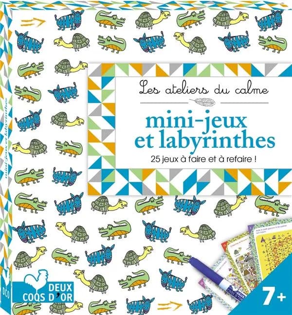 Les ateliers du calme : mini jeux et labyrinthes ; mini boîte avec feutre veleda