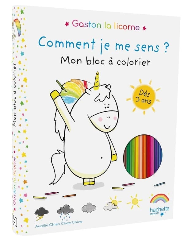 Mon bloc à colorier Gaston la licorne : comment je me sens ? : [Album à colorier]