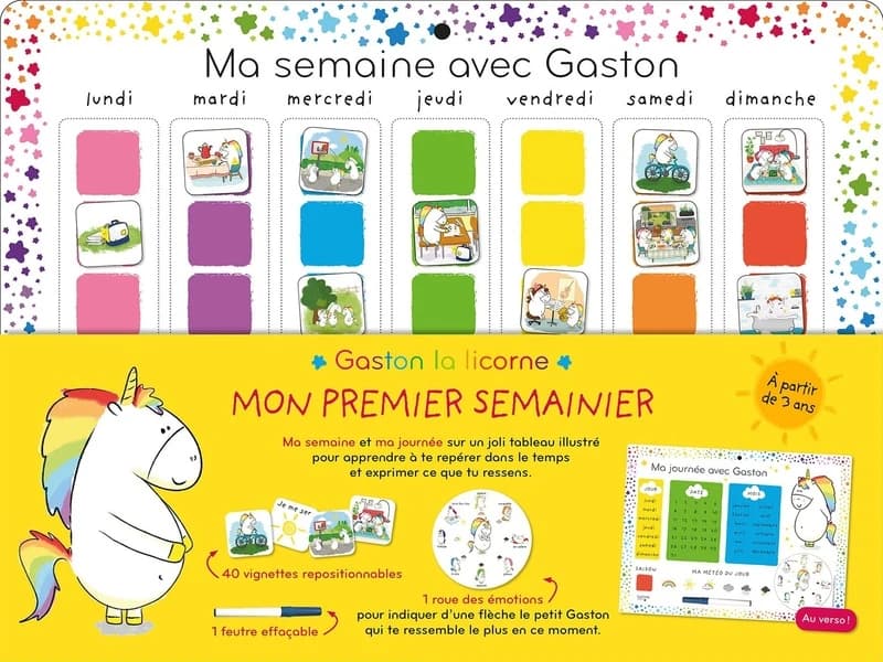 Gaston la licorne : les émotions de Gaston : semainier des émotions