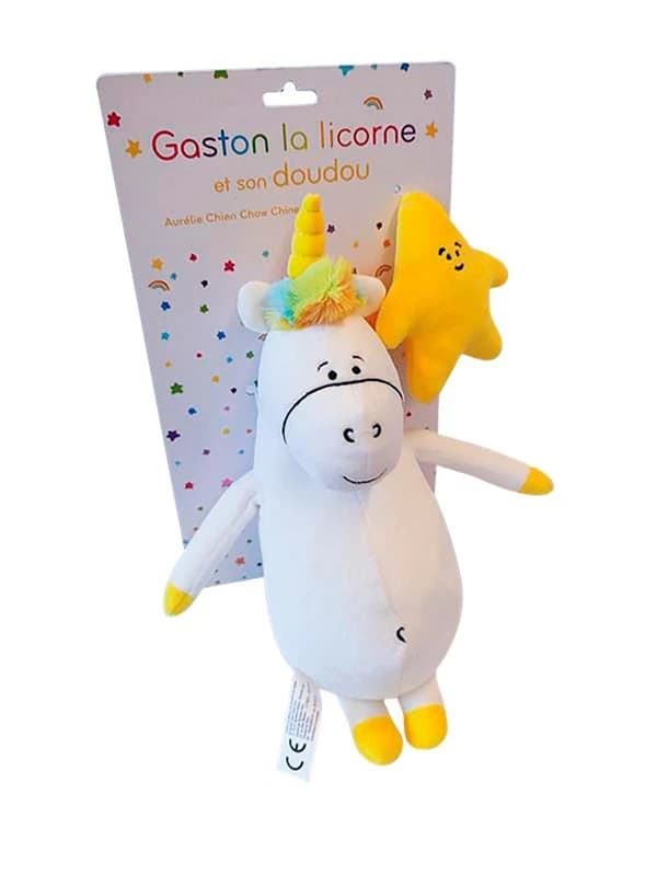 Gaston la licorne : les émotions de Gaston : peluche Gaston avec doudou étoile