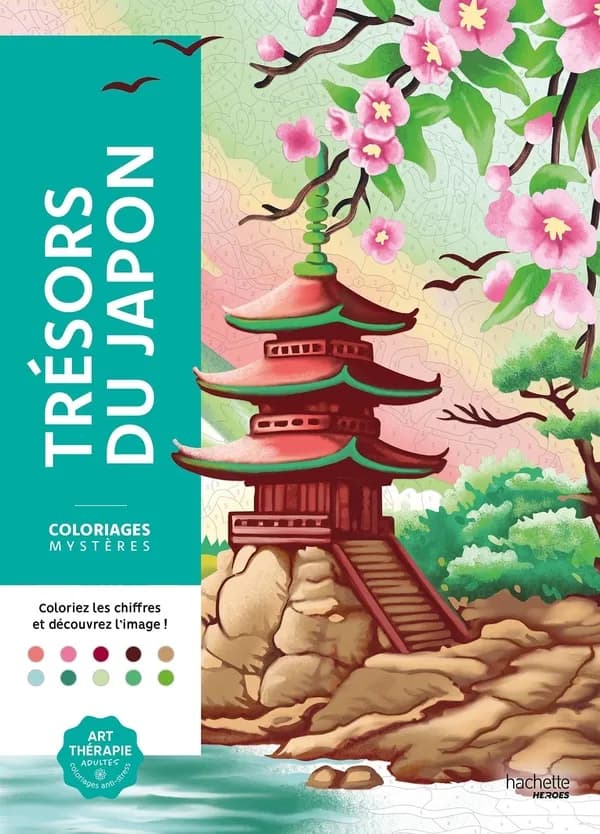 Art-thérapie ; Coloriages mystères : Trésors du Japon