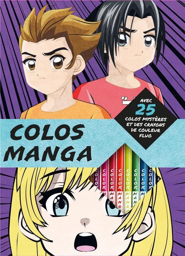 Colos mystères mangas : pochette avec crayons de couleur : [Album à colorier]