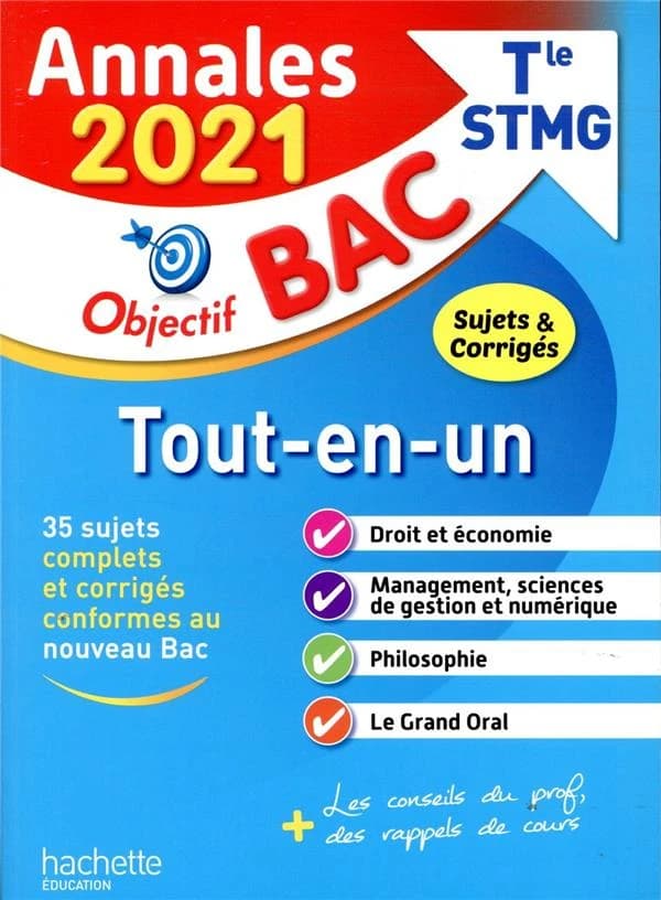 Annales bac ; sujets et corrigés ; tout-en-un ;terminale, bac STMG (édition 2021)
